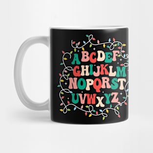 Alphabet Christmas Lights Groovy Alphabet Xmas Boys Girls Mug